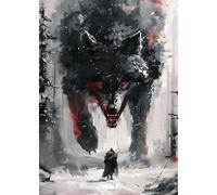 WSJIJY Impression sur Toile Mythologie Nordique Guerre Guerrier Bête Divine Impressions Affiches Vintage Maison Salon Décor Esthétique Art Mural Toile Peinture 60X90Cm sans Cadre