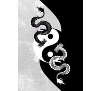WSJIJY Impression sur Toile Noir Et Blanc Japonais Texte Affiche Vie Mort Compassion Honneur Art Mural Chat Dragon Toile Peinture Décoration D’Intérieur 70X100Cm sans Cadre