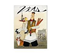 WSJIJY Impression sur Toile Peinture sur Toile De Chef Cuisinier Rétro, Affiches Françaises, Impression HD, Images De Cuisine, Restaurant, Décoration Murale pour La Maison, 30 X 45 Cm, sans Cadre