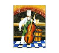 WSJIJY Impression sur Toile Peinture sur Toile De Chef Cuisinier Rétro, Affiches Françaises Imprimées HD, Images De Cuisine, Restaurant, Décoration Murale pour La Maison, 70 X 100 Cm, sans Cadre