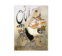 WSJIJY Impression sur Toile Peinture sur Toile De Chef Cuisinier Rétro, Affiches Françaises Imprimées HD, Images De Cuisine, Restaurant, Décoration Murale pour La Maison, 70 X 100 Cm, sans Cadre