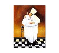 WSJIJY Impression sur Toile Peinture sur Toile De Chef Cuisinier Rétro, Affiches Françaises Imprimées HD, Images De Cuisine, Restaurant, Décoration Murale pour La Maison, 70 X 100 Cm, sans Cadre