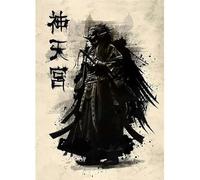 WSJIJY Impression sur Toile Peinture sur Toile Murale Représentant Un Personnage De Samouraï Japonais Affiches Et Impressions Décoration D'Intérieur pour Salon Chambre À