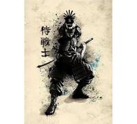 WSJIJY Impression sur Toile Peinture sur Toile Murale Représentant Un Personnage De Samouraï Japonais Affiches Et Impressions Décoration D'Intérieur pour Salon Chambre À
