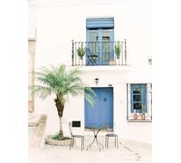 WSJIJY Impression sur Toile Peinture Vintage Paris Architecture Paysage Portes Bleues Et Mur Rouge Affiche Toile Peinture Mur Art Photos Décoration Maison 30X45Cm sans Cadre