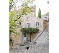 WSJIJY Impression sur Toile Peinture Vintage Paris Architecture Paysage Portes Bleues Et Mur Rouge Affiche Toile Peinture Mur Art Photos Décoration Maison 50X70Cm sans Cadre