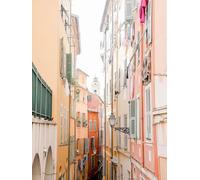 WSJIJY Impression sur Toile Peinture Vintage Paris Architecture Paysage Portes Bleues Et Mur Rouge Affiche Toile Peinture Mur Art Photos Décoration Maison 21X30Cm sans Cadre