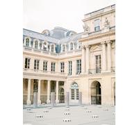 WSJIJY Impression sur Toile Peinture Vintage Paris Architecture Paysage Portes Bleues Et Mur Rouge Affiche Toile Peinture Mur Art Photos Décoration Maison 50X70Cm sans Cadre
