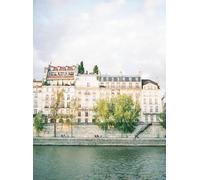 WSJIJY Impression sur Toile Peinture Vintage Paris Architecture Paysage Portes Bleues Et Mur Rouge Affiche Toile Peinture Mur Art Photos Décoration Maison 30X45Cm sans Cadre