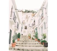 WSJIJY Impression sur Toile Peinture Vintage Paris Architecture Paysage Portes Bleues Et Mur Rouge Affiche Toile Peinture Mur Art Photos Décoration Maison 21X30Cm sans Cadre
