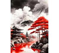 WSJIJY Impression sur Toile Peintures Japonaises Anciennes Toile Art Mural Images Samouraï Pêcheurs Temples Japonais Art Abstrait Affiches sur Toile Décoration Intérieure 30X45Cm sans