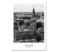 WSJIJY Impression sur Toile Peintures sur Toile Noir Et Blanc, Paysage Urbain du Monde, Londres, Paris, New York, Affiches Et Impressions, Art Mural, Décoration D'Intérieur, 50 X 70 Cm, sans Cadre