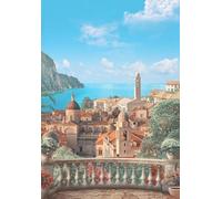 WSJIJY Impression sur Toile Plage Voile Palmier Ville Vue De La Mer Affiches Impressions Peinture sur Toile Art Mural Photo Salon Décoration Intérieure 50X70Cm sans Cadre