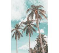 WSJIJY Impression sur Toile Plage Voile Palmier Ville Vue De La Mer Affiches Impressions Peinture sur Toile Art Mural Photo Salon Décoration Intérieure 45X60Cm sans Cadre