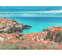 WSJIJY Impression sur Toile Plage Voile Palmier Ville Vue De La Mer Affiches Impressions Peinture sur Toile Art Mural Photo Salon Décoration Intérieure 70X100Cm sans Cadre