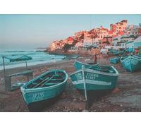 WSJIJY Impression sur Toile Plage Voile Palmier Ville Vue De La Mer Affiches Impressions Peinture sur Toile Art Mural Photo Salon Décoration Intérieure 30X45Cm sans Cadre