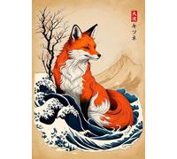 WSJIJY Impression sur Toile Retro Japanese Great Wave of Animals Capybara Koi Kraken Cartoon Poster Canvas Painting Wall Art Pictures Home Interior Decor 70X100Cm No Frame