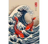 WSJIJY Impression sur Toile Retro Japanese Great Wave of Animals Capybara Koi Kraken Cartoon Poster Canvas Painting Wall Art Pictures Home Interior Decor 70X100Cm No Frame