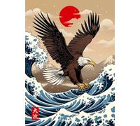 WSJIJY Impression sur Toile Rétro Japonais Grande Vague D’Animaux Capybara Koi Kraken Dessin Animé Affiche Toile Peinture Murale Art Tableaux Maison Intérieur Décor 15X20Cm sans Cadr