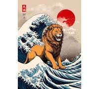 WSJIJY Impression sur Toile Rétro Japonais Grande Vague D’Animaux Capybara Koi Kraken Dessin Animé Affiche Toile Peinture Murale Art Tableaux Maison Intérieur Décor 15X20Cm sans Cadr