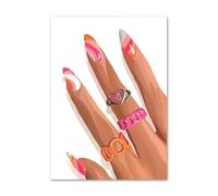 WSJIJY Impression sur Toile Vernis À Ongles, Manucure À La Main, Illustration De Mode, Peinture sur Toile, Affiches Nordiques, Impressions, Images Murales, Décoration De Salon, 21 X 30 Cm, sans Cadre