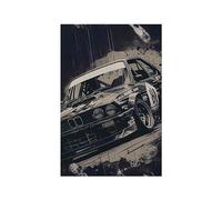 WSJIJY Impression sur Toile Voiture De Sport Vintage M3 E30 E46 Bande Dessinée Affiche Luxe Course Aquarelle Toile Peinture Noir Blanc Supercar Mur Art Salle Décor 21X30Cm sans Cadre
