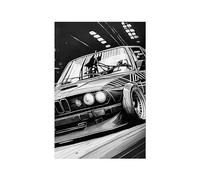 WSJIJY Impression sur Toile Voiture De Sport Vintage M3 E30 E46 Bande Dessinée Affiche Luxe Racing Aquarelle Toile Peinture Noir Blanc Supercar Mur Art Décor 30X45Cm sans Cadre