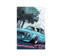 WSJIJY Impression sur Toile Voiture De Sport Vintage M3 E30 E46 Bande Dessinée Affiche Luxe Racing Aquarelle Toile Peinture Noir Blanc Supercar Mur Art Salle Décor 45X60Cm sans Cadre