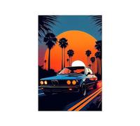 WSJIJY Impression sur Toile Voiture De Sport Vintage M3 E30 E46 Bande Dessinée Affiche Luxe Racing Aquarelle Toile Peinture Noir Blanc Supercar Mur Art Décor 30X45Cm sans Cadre