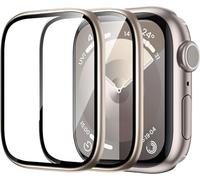 WSKEN Lot de 2 protecteurs d'écran pour Apple Watch Series 9 8 7, cadre en alliage de titane + verre trempé 9H, [Keep Original] [Touch Sensitive] Verre de protection léger pour iWatch 41 mm