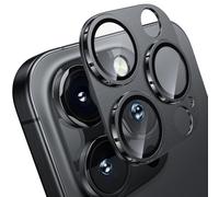 WSKEN Protecteur d'objectif d'appareil photo pour iPhone 16 Pro/iPhone 16 Pro Max - Mat [Test incassable] Protecteur d'écran en verre trempé 9H résistant aux rayures Anneau en métal Accessoires noir