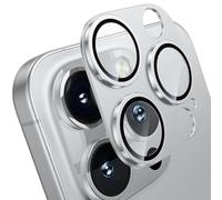 WSKEN Protecteur d'objectif d'appareil photo pour iPhone 16 Pro/iPhone 16 Pro Max - Mat [Test incassable] Protecteur d'écran en verre trempé 9H résistant aux rayures Bague en métal Accessoires Argent