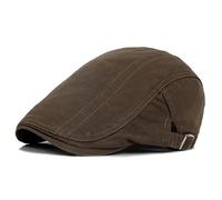 WSLCN Casquette Plate Homme Béret Reglable Gavroche Ivy Hat Coton Chapeau Casquette Bec de Canard Uni Marron Clair