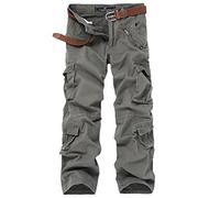 WSLCN Homme Cargo Pantalon de Travail Multi Poches Vintage Combat Militaire Pants (sans Ceinture) Vert de Terre Taille FR 42(Asie 33)