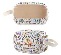 WSNANG Trousse de maquillage imperméable pour patineurs et filles Derby à roulettes avec inscription « Is My Happy Place », noir, Patinage à roulettes