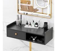 WSNCXFW Armoire à Outils Murale pour Salon de Coiffure, Meuble de Rangement Suspendu avec Espace Ouvert, Trous pour sèche-Cheveux et tiroir, Table à Outils pour Salon de Coiffure,C,60cm/23.62in