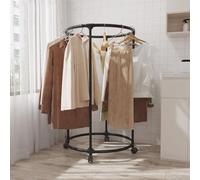 WSNCXFW Présentoir à vêtements Rond et Rotatif avec roulettes, Portant à vêtements Rond et Roulant, Portant à vêtements Polyvalent et Autonome à Double Espace,Noir