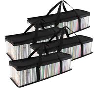 WSNDM 4PCS Sac De Stockage Portable, 60*15*22cm Sacs De Rangement Pour DVD, Étuis De Empilables Portables Pour CD, Pour DVD, CD, Jeux Vidéo, Livres, Boîte De Rangement CD, Sac De Rangement