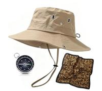 WSOAFVK Lot de 3 Accessoires de Costume Safari, Costume d'Explorateur de Gardien de Zoo, Chapeau d’Explorateur, Foulard Léopard et Boussole, pour Aventure en Plein Air et Carnaval