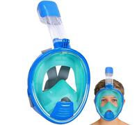 Wsobue Masque de plongée complet pour enfants, champ de vision à 180 °, compatible avec les caméras de sport, respiration facile, kit de plongée sec pour enfants âgés de 5 à 14 ans