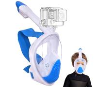 Wsobue Masque de Plongée Enfants,Intégral Masque Snorkeling Visage 180° HD Anti-Fuite Anti-Buée, Masque Plongée Enfants Tuba Jouet (Bleu XS pour Enfants)