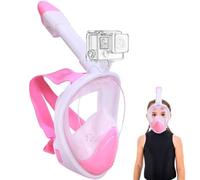 Wsobue Masque de Plongée Enfants,Intégral Masque Snorkeling Visage 180° HD Anti-Fuite Anti-Buée, Masque Plongée Enfants Tuba Jouet (Blanc Rose XS pour Enfants)