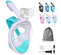 Wsobue Masque de Plongée,Masque Snorkeling Plein Visage 180° Visible Snorkel Masque Support pour Caméra de Sport,Anti-Fuite Anti-Buée Adapté pour Adulte et Enfant (Vert)