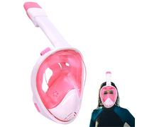 Wsobue Masque de Plongée,Masque Snorkeling Plein Visage 180° Visible Snorkel Masque Support pour Caméra de Sport,Anti-Fuite Anti-Buée Adapté pour Adulte et Enfant (BlancRose S/M)