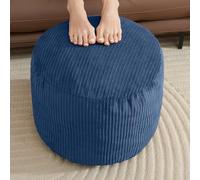 WSOFRLAC Pouf rond rembourré avec repose-pieds, housse de tabouret d'extérieur avec rembourrage en mousse Bleu marine 50,8 x 38,1 cm