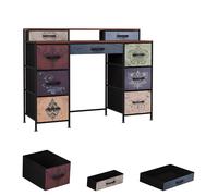WSOFZMO Commode colorée avec 9 tiroirs en tissu vintage, petite commode en tissu pour chambre, salon, entrée, couloir, plateau en bois et cadre en métal, style bohème (type 1)