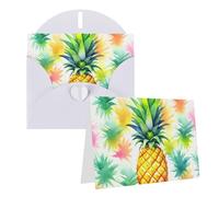 WSOIHFEC Cartes de vœux vierges ananas aquarelle avec enveloppes, cartes de remerciement, cartes de notes, cartes d'anniversaire, cartes de Saint-Valentin, cartes de remise de diplôme, fête de