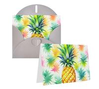 WSOIHFEC Cartes de vœux vierges ananas aquarelle avec enveloppes, cartes de remerciement, cartes de notes, cartes d'anniversaire, cartes de Saint-Valentin, cartes de remise de diplôme, fête de