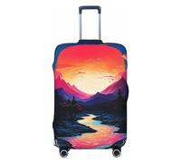 WSOIHFEC Color Lake Art Housse de bagage élastique lavable anti-rayures Housse de protection pour bagages de 45,7 à 81,3 cm, Noir , L