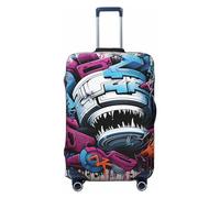 WSOIHFEC Housse de bagage à imprimé graffiti coloré, élastique, lavable, anti-rayures, housse de protection pour bagages de 45,7 à 81,3 cm, Noir , M
